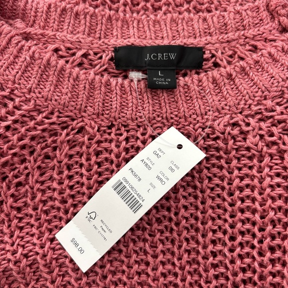 J.Crew Linen Beach Sweater NWT Dusty Rose Ribbed Oversized Relaxed-fit L - Picture 5 of 6